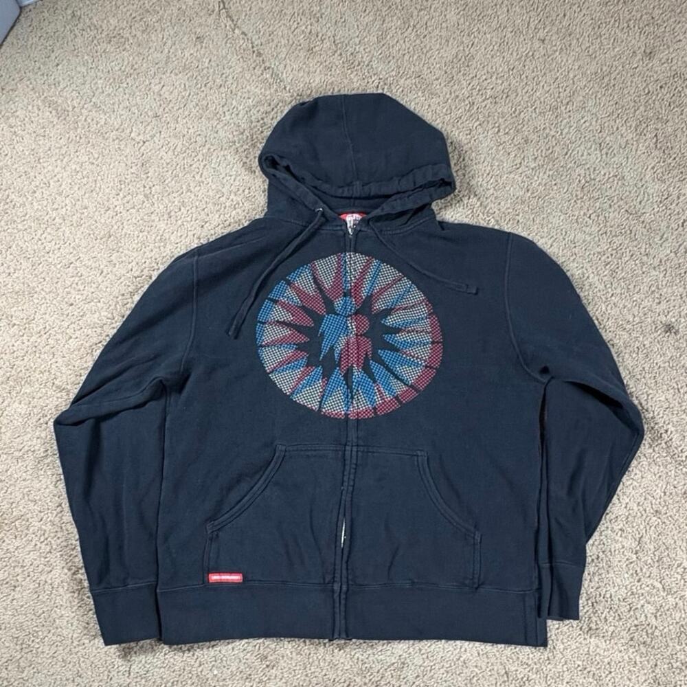 Alien Workshop Hoodie Black Full Zip Skateboard Graphic Sweatshirt Mens Sz Large